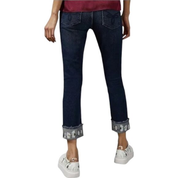 Ted Baker blue Pralina embroidered cropped slim-fit Jeans size 32 - Picture 3 of 12